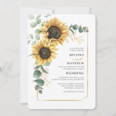 Invitation Fleur de Soleil Florale Verdure Mariage élégant (Devant)