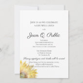 Invitation Fleur de soleil jaune Aquarelle Vivante Fête funér (Dos)