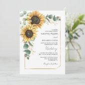 Invitation Fleur de Soleil Mariage QR Code Tout en Un (Debout devant)