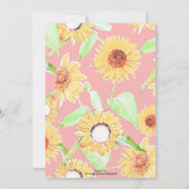 Invitation Fleur de soleil rose jaune Aquarelle Florale (Dos)