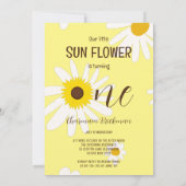 Invitation Fleur de soleil rose rose 1ère photo d'anniversair (Dos)