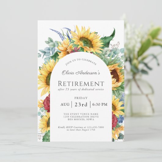 Invitation Fleur de soleil rustique Arch Frame de retraite (Debout devant)