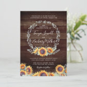 Invitation Fleur de soleil rustique | Célébration du Mariage (Debout devant)