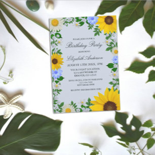 Invitation Fleur de soleil rustique Daisy Floral Anniversaire