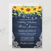 Invitation Fleur de soleil rustique dentelle florale Lumières (Devant)