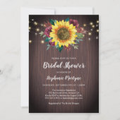 Invitation Fleur de soleil rustique éclaire la Fête des marié (Devant)