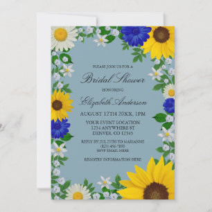 Invitation Fleur de soleil rustique Fête des mariées florale