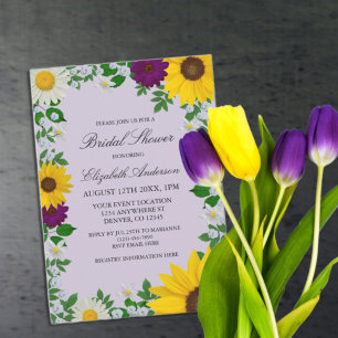 Invitation Fleur de soleil rustique Fête des mariées florale