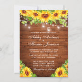 Invitation Fleur de Soleil Rustique Floral Bois Mason Lumière (Devant)