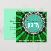 Invitation Fleur de soleil vert menthe Fête d'anniversaire (Devant / Derrière)
