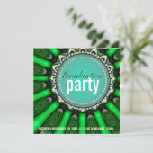 Invitation Fleur de soleil vert menthe Fête d'anniversaire (Debout devant)