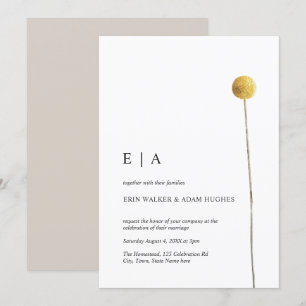 Invitation Fleur de style aquarelle minimaliste jaune simple