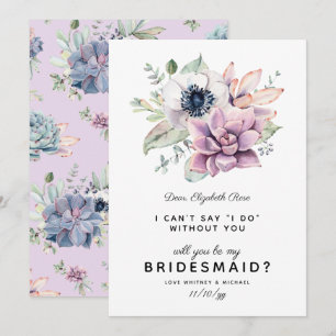 Invitation Fleur de succulente rustique   Veux-tu être ma dem