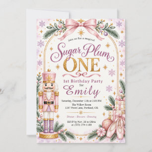 Invitation Fleur de Sucre Rose a un an Casse-Noisette Premier