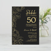 Invitation Fleur de Surprise Or Noir 50e Anniversaire (Debout devant)