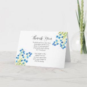 Invitation Fleur de sympathie Forget Me Not Remerciement funé