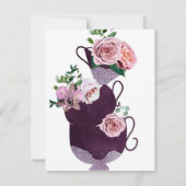 Invitation Fleur de tasses de thé Perles Fête des mariées Vin (Dos)