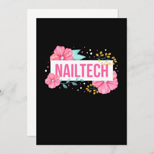 Invitation Fleur de technicien en ongles (Devant / Derrière)