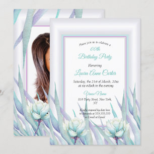 Invitation Fleur de teinte violet sarcelle délicate Photo Ann