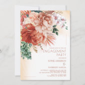 Invitation Fleur de terre cuite Pampas Fête d'engagement en h (Devant)