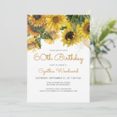 Invitation Fleur de tournesol 60e fête d'anniversaire (Debout devant)
