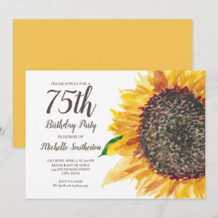 Invitation Fleur de tournesol aquarelle florale blanche 75e a