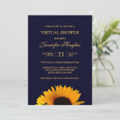 Invitation Fleur de tournesol bleu marine douche virtuelle (Debout devant)