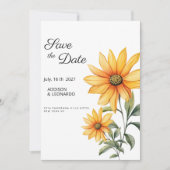 Invitation Fleur de tournesol botanique été Enregistrer la da (Devant)