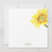 Invitation Fleur de tournesol d'aquarelle (Dos)
