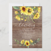 Invitation Fleur de tournesol d'aquarelle rustique fête d'ann (Devant)