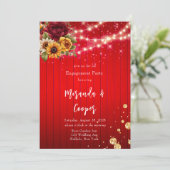 Invitation Fleur de tournesol de roses rouges parties scintil (Debout devant)