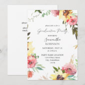 Invitation Fleur de tournesol d'été fête de graduation floral (Devant / Derrière)