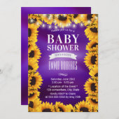 Invitation Fleur de tournesol Élégant Baby shower pourpre (Devant / Derrière)