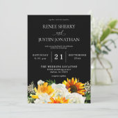 Invitation Fleur de tournesol et rose blanche Floral Mariage (Debout devant)