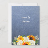 Invitation Fleur de tournesol et Rose blanche sur Jean Mariag (Dos)