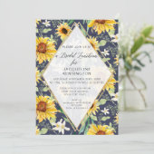 Invitation Fleur de tournesol Floral Aquarelle Folio Marine B (Debout devant)