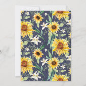 Invitation Fleur de tournesol Floral Aquarelle Folio Marine B (Dos)