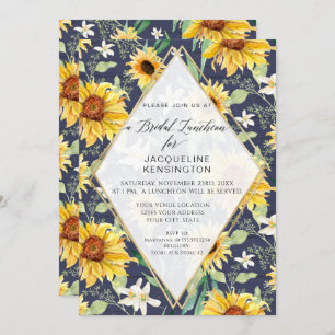 Invitation Fleur de tournesol Floral Aquarelle Folio Marine B