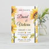 Invitation Fleur de tournesol jaune et blanc Mariage extérieu (Debout devant)