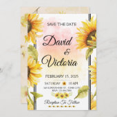 Invitation Fleur de tournesol jaune et blanc Mariage extérieu (Devant / Derrière)