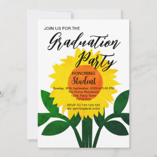 Invitation Fleur de tournesol Jaune fête de graduation