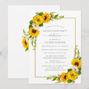 Invitation Fleur de tournesol jaune fête de graduation floral