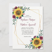 Invitation Fleur de tournesol Mariage géométrique moderne (Devant)
