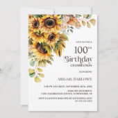 Invitation Fleur de tournesol rustique 100e fête d'anniversai (Devant)