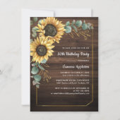 Invitation Fleur de tournesol rustique 80e fête d'anniversair (Devant)