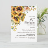 Invitation Fleur de tournesol rustique 95e fête d'anniversair (Debout devant)