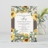 Invitation Fleur de Tournesol Rustique éclatant lumières de c (Debout devant)