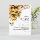 Invitation Fleur de tournesol rustique fête d'anniversaire (Debout devant)