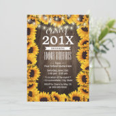 Invitation Fleur de tournesol rustique Fête de Graduation Flo (Debout devant)