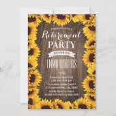 Invitation Fleur de tournesol rustique Fête de retraite encad (Devant)